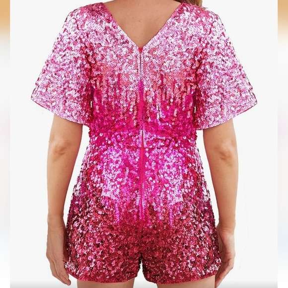 MANER Women’s Sequin Romper Sparkly Short Jumpsuit XL - Picture 2 of 11